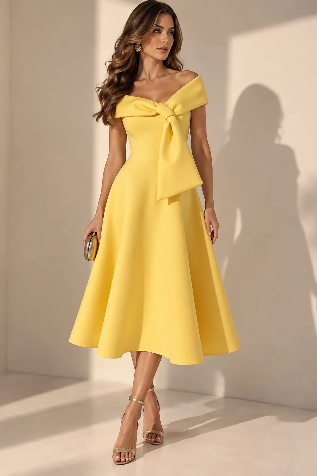 Vestido Middie Amarillo con Lazo