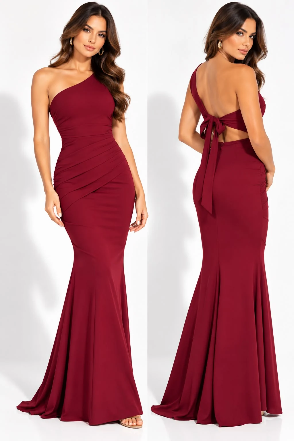 Vestido Rojo Vino descubierto la espalda