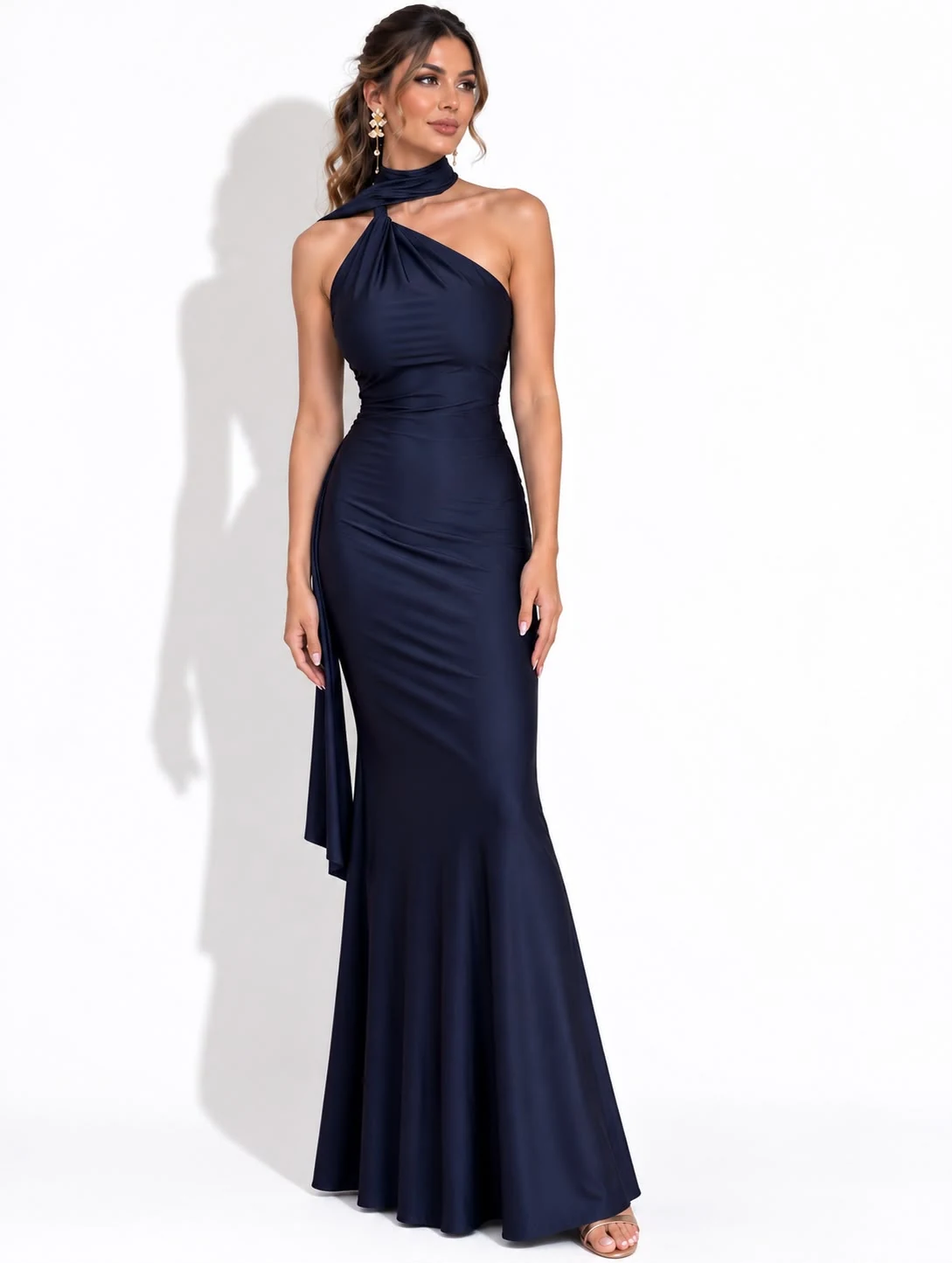 Vestido Azul Marino con detalle en el cuello
