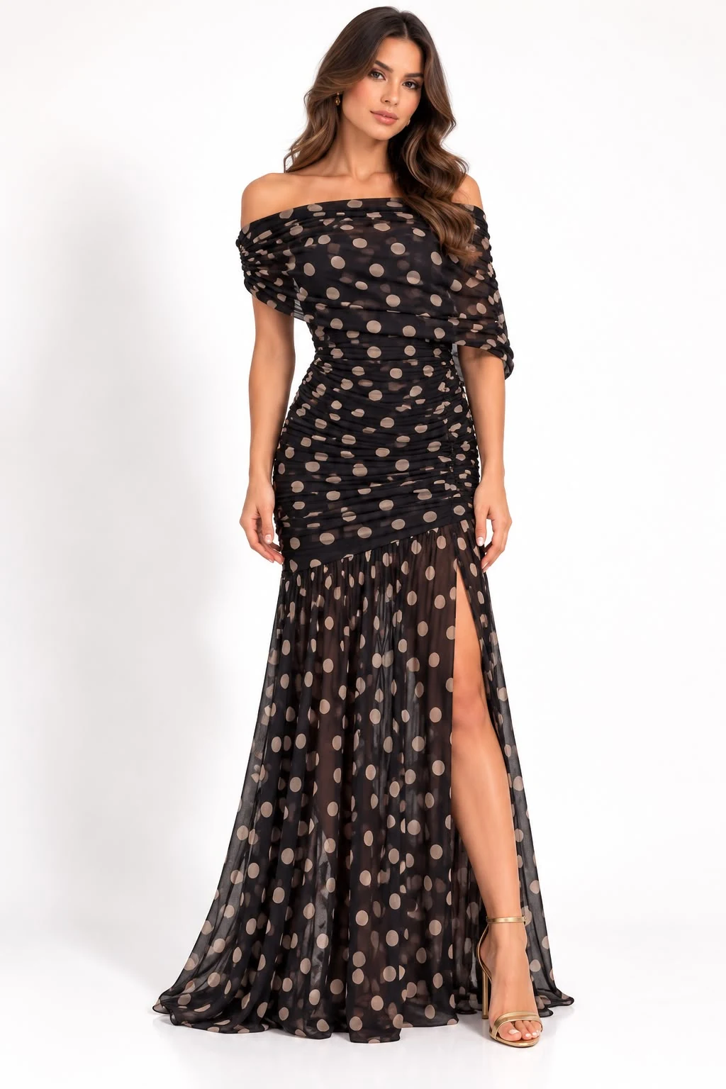 Vestido Negro con puntitos cafés