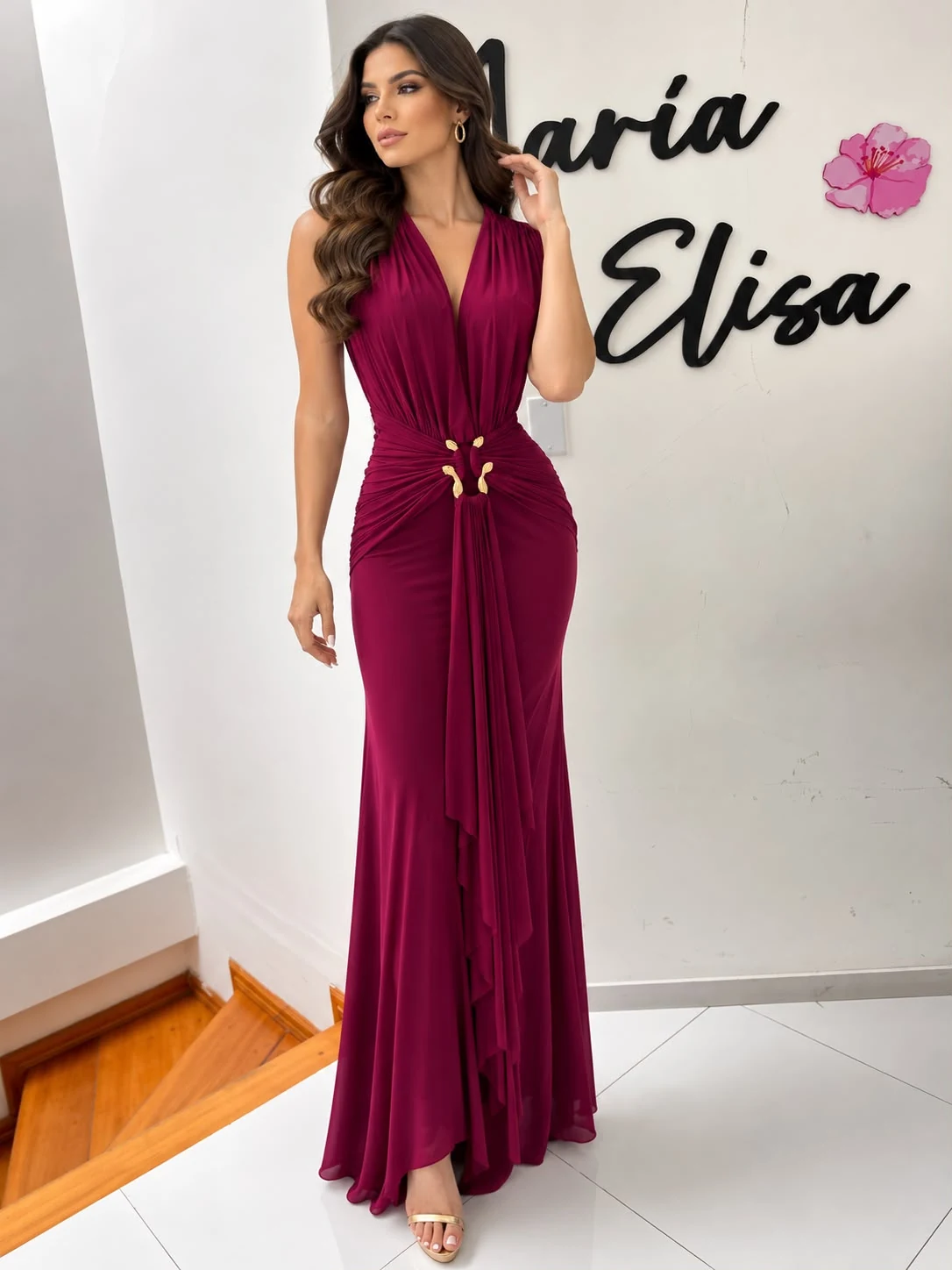 Vestido UVA  con detalle dorado