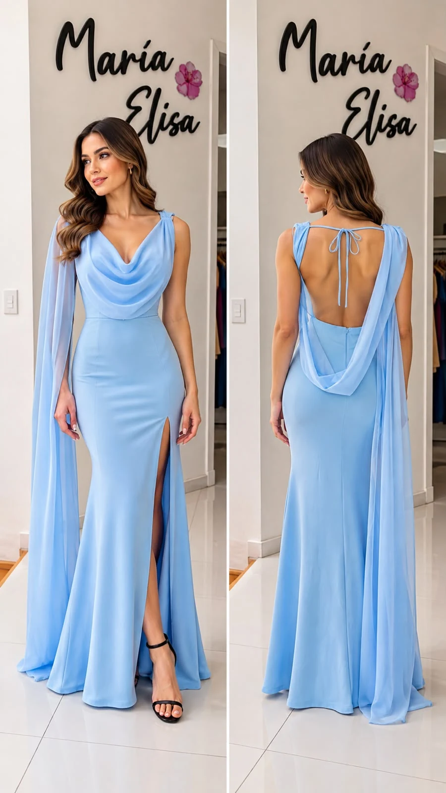 Vestido Baby Blue descubierto la espalda